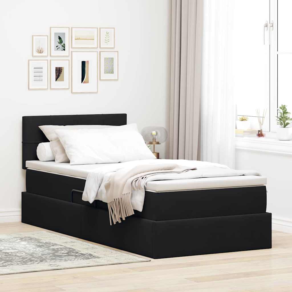 Letto con Contenitore con materasso Nero 100 x 200 cm Velluto | homemem39