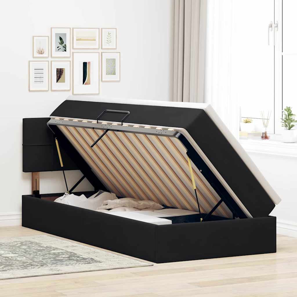 Letto con Contenitore con materasso Nero 100 x 200 cm Velluto | homemem39