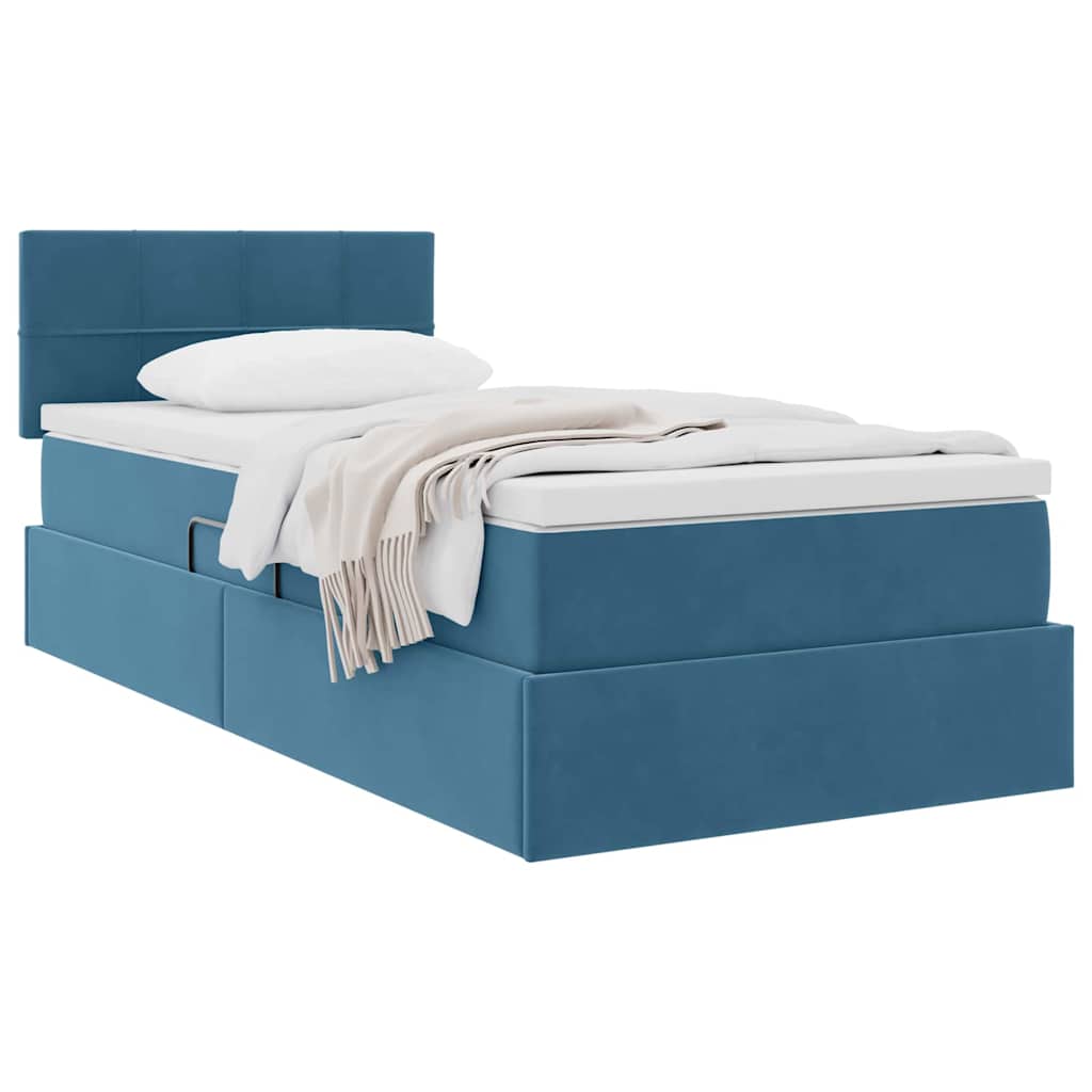 Letto con Contenitore Blu Scuro 100 x 200 cm Velluto | homemem39