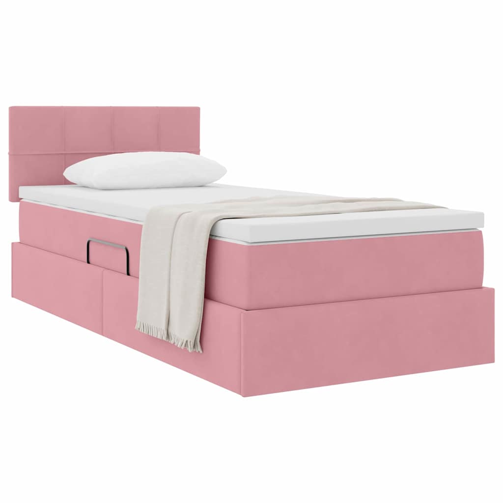 Letto con Contenitore con materasso Rosa 100 x 200 cm Velluto | homemem39