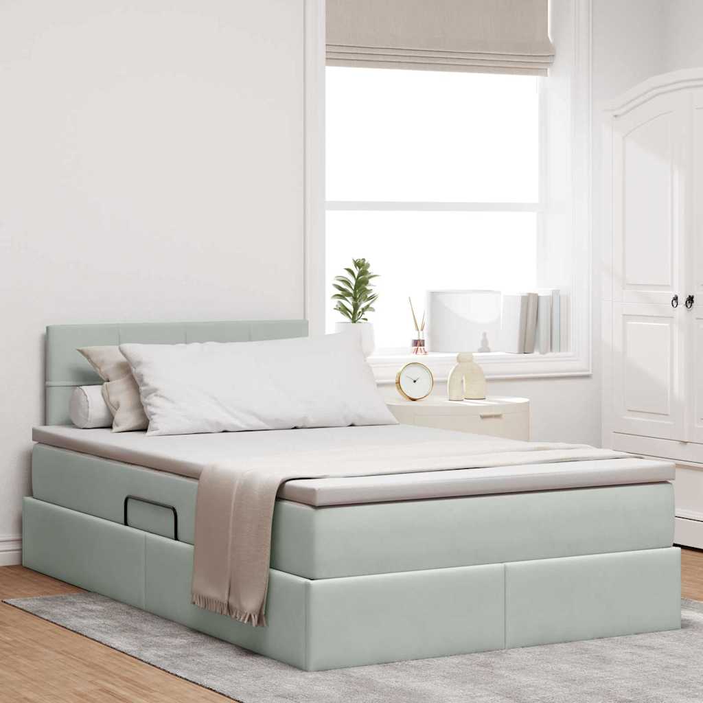 Letto con Contenitore Grigio chiaro 120 x 190 cm Velluto | homemem39