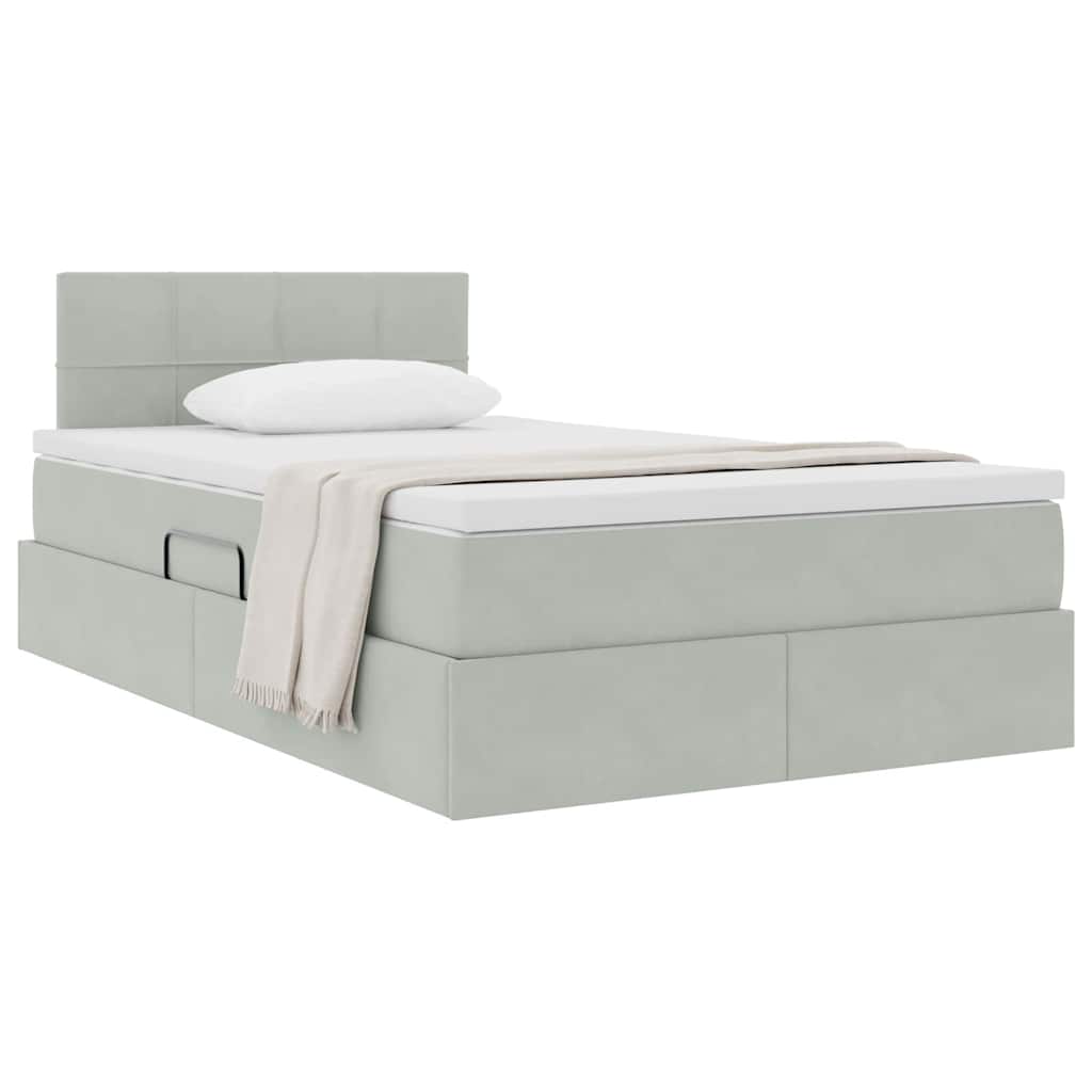 Letto con Contenitore Grigio chiaro 120 x 200 cm Velluto | homemem39