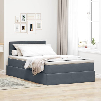 Letto con Contenitore Grigio scuro 120 x 200 cm Velluto | homemem39