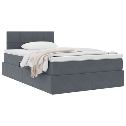 Letto con Contenitore Grigio scuro 120 x 200 cm Velluto | homemem39