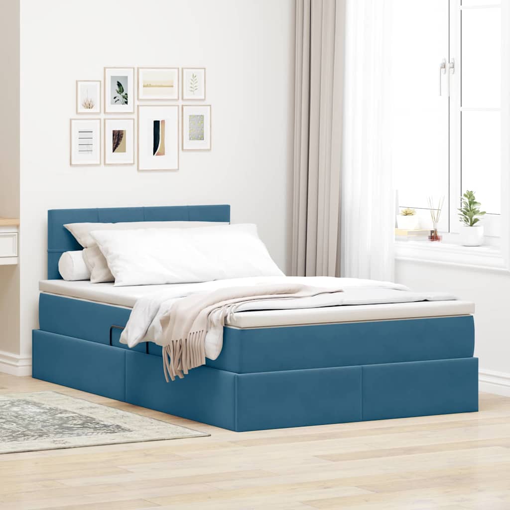 Letto con Contenitore Blu Scuro 120 x 200 cm Velluto | homemem39