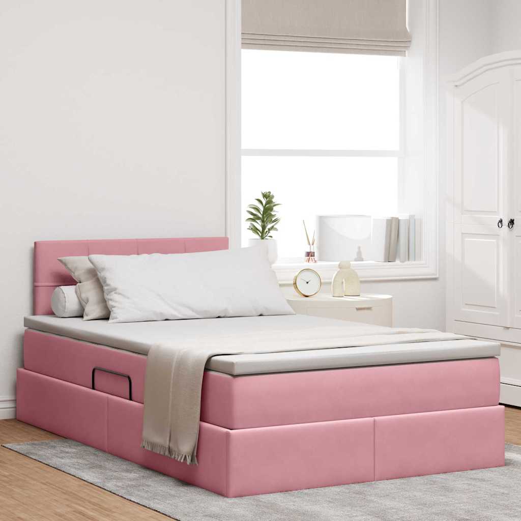 Letto con Contenitore con materasso Rosa 120 x 200 cm Velluto | homemem39