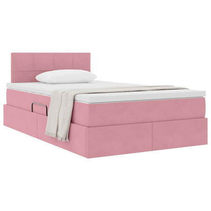 Letto con Contenitore con materasso Rosa 120 x 200 cm Velluto | homemem39