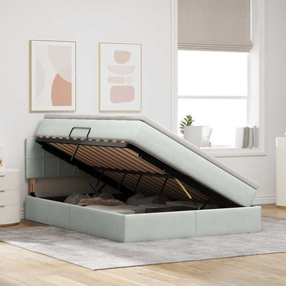 Letto con Contenitore Grigio chiaro 140 x 190 cm Velluto | homemem39