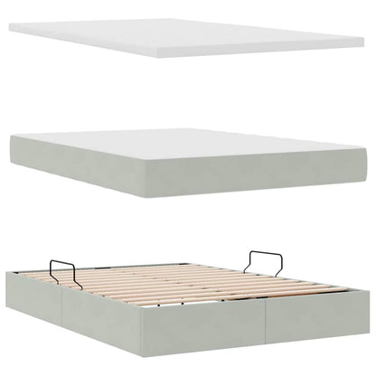 Letto con Contenitore Grigio chiaro 140 x 190 cm Velluto | homemem39