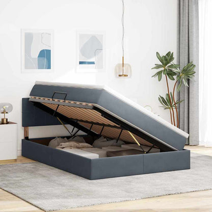 Letto con Contenitore Grigio scuro 140 x 190 cm Velluto | homemem39