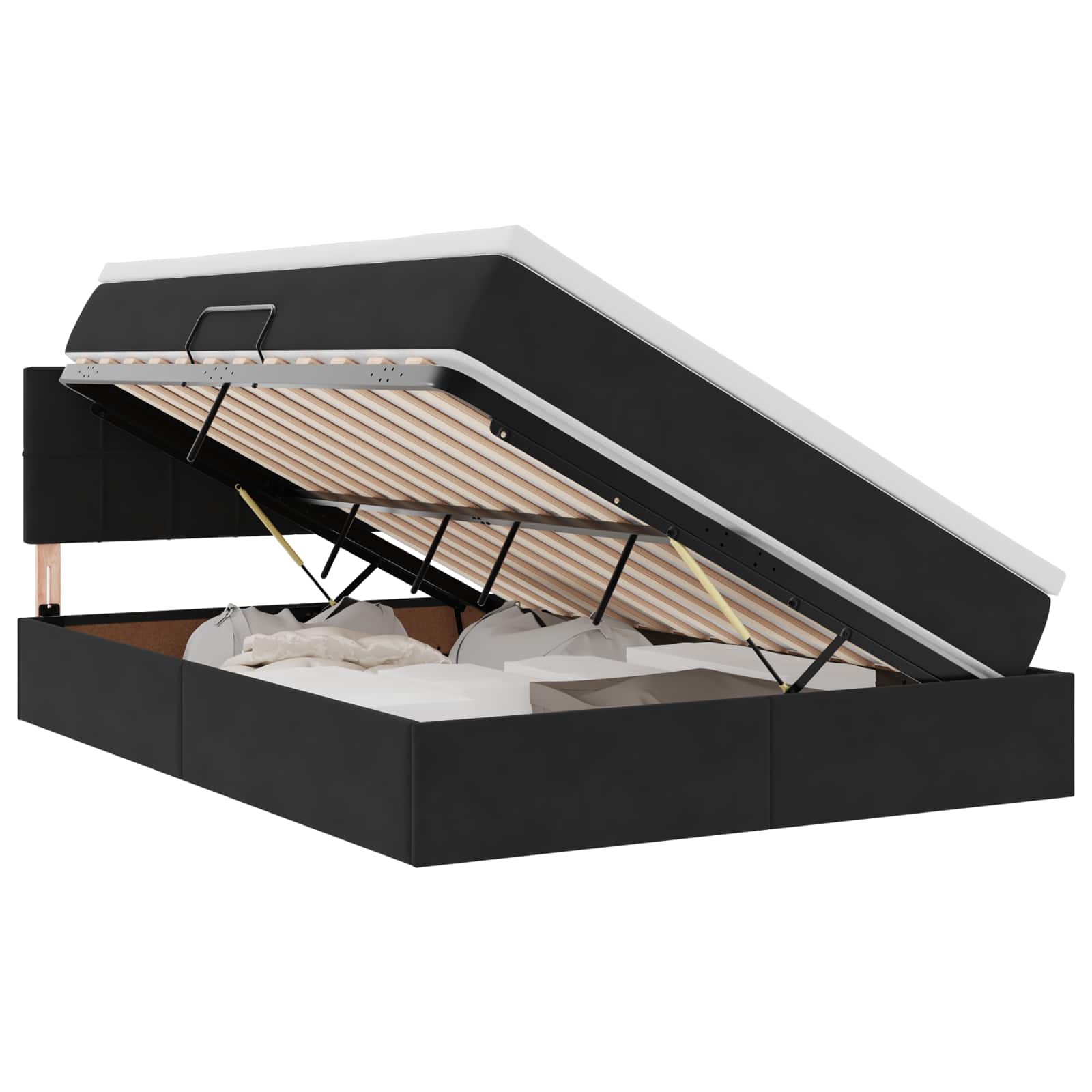 Letto con Contenitore con materasso Nero 140 x 190 cm Velluto | homemem39