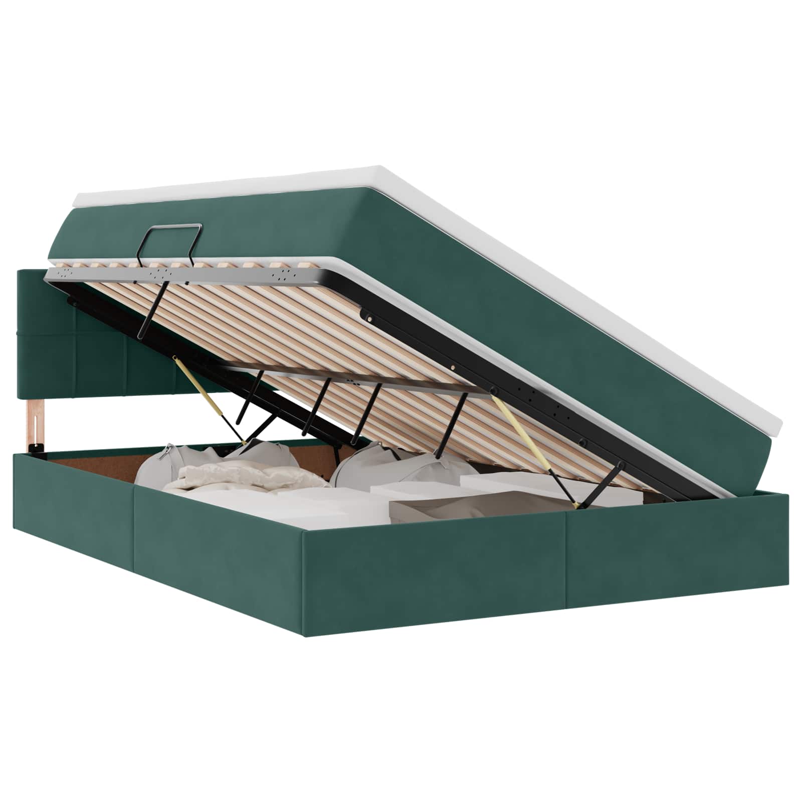 Letto con Contenitore Verde Scuro 140 x 190 cm Velluto | homemem39