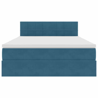 Letto con Contenitore Blu Scuro 140 x 190 cm Velluto | homemem39