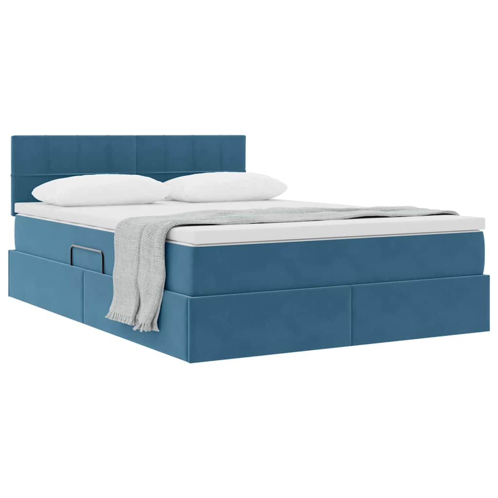 Letto con Contenitore Blu Scuro 140 x 190 cm Velluto | homemem39