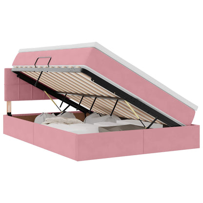 Letto con Contenitore con materasso Rosa 140 x 190 cm Velluto | homemem39