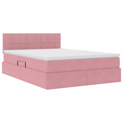 Letto con Contenitore con materasso Rosa 140 x 190 cm Velluto | homemem39