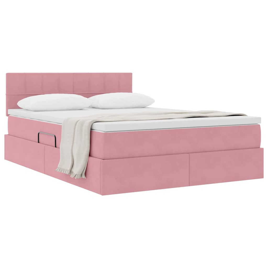 Letto con Contenitore con materasso Rosa 140 x 190 cm Velluto | homemem39