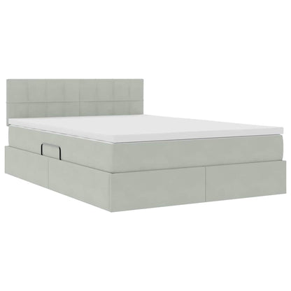 Letto con Contenitore Grigio chiaro 140 x 200 cm Velluto | homemem39