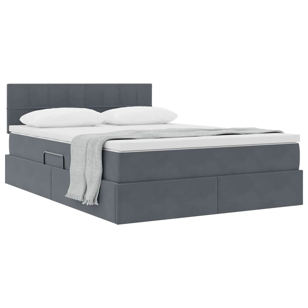 Letto con Contenitore Grigio scuro 140 x 200 cm Velluto