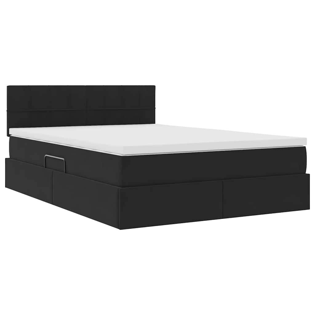 Letto con Contenitore con materasso Nero 140 x 200 cm Velluto | homemem39