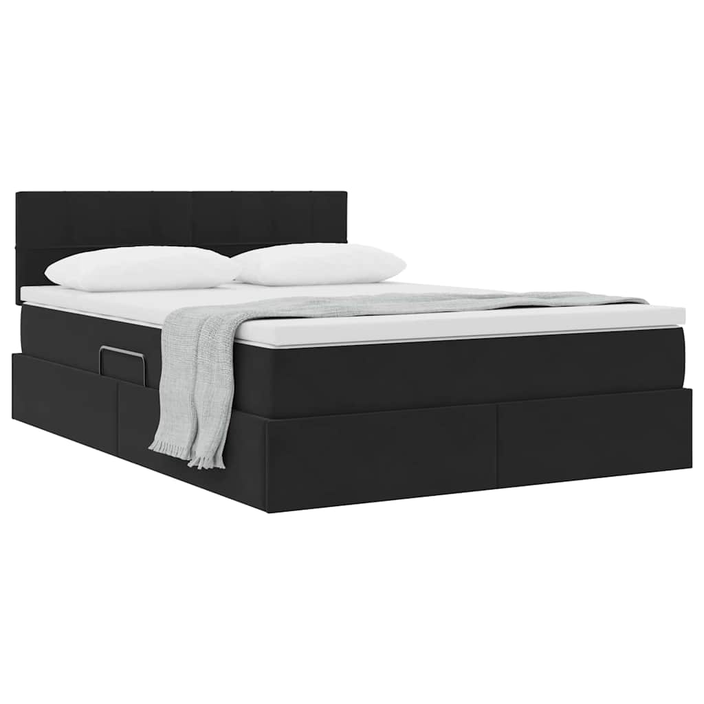 Letto con Contenitore con materasso Nero 140 x 200 cm Velluto | homemem39