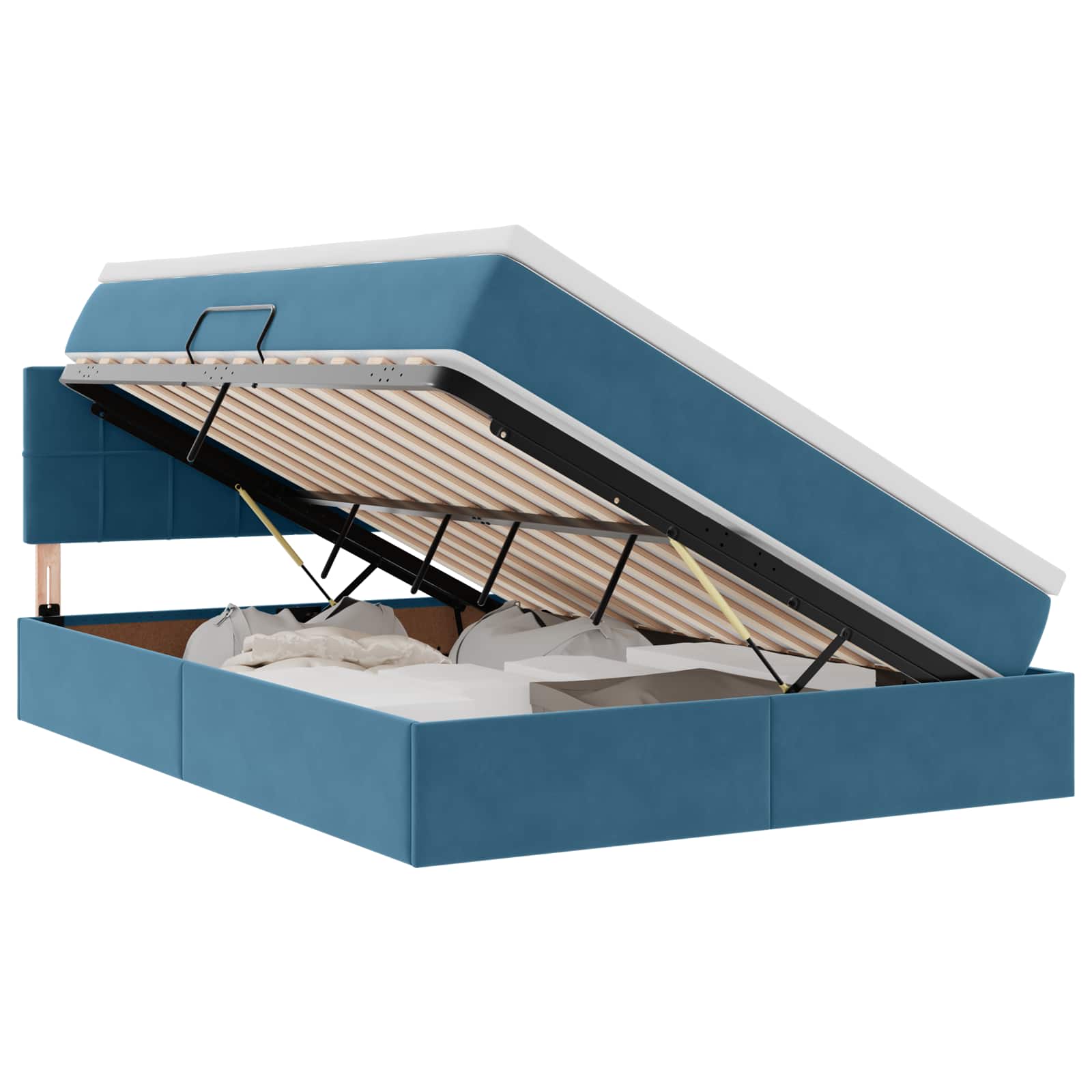 Letto con Contenitore Blu Scuro 140 x 200 cm Velluto | homemem39