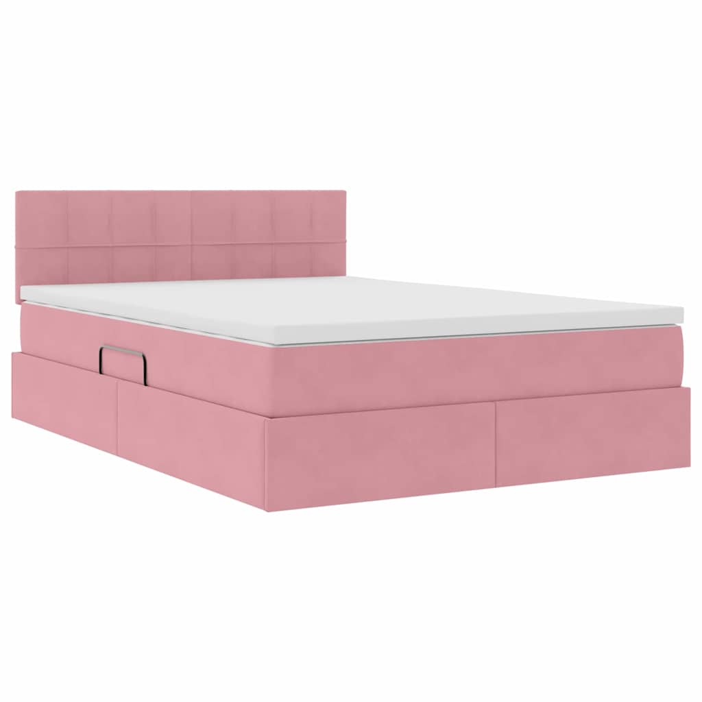 Letto con Contenitore con materasso Rosa 140 x 200 cm Velluto | homemem39