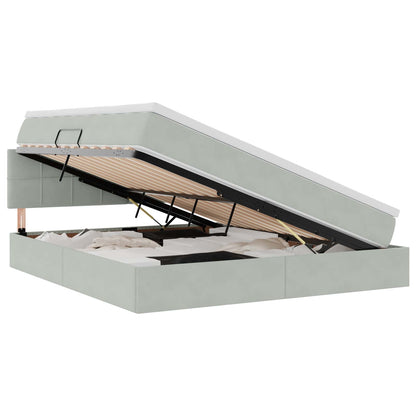 Letto con Contenitore Grigio chiaro 160 x 200 cm Velluto | homemem39