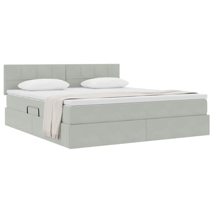 Letto con Contenitore Grigio chiaro 160 x 200 cm Velluto | homemem39