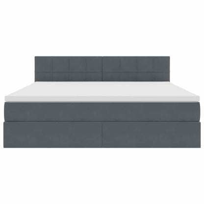 Letto con Contenitore Grigio scuro 160 x 200 cm Velluto | homemem39
