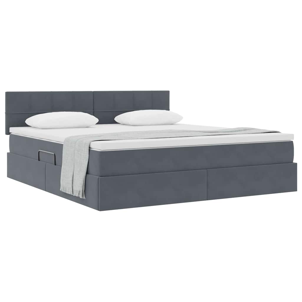 Letto con Contenitore Grigio scuro 160 x 200 cm Velluto | homemem39