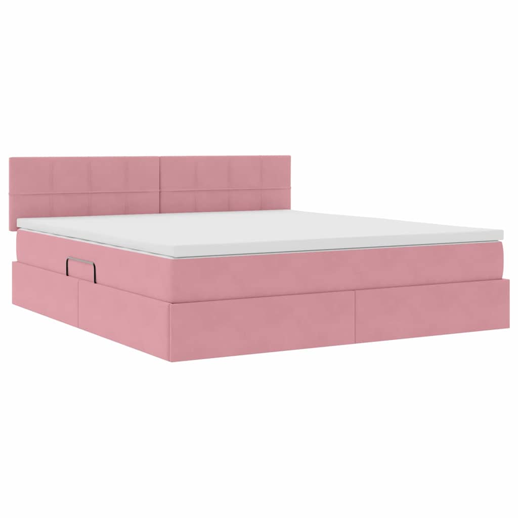 Letto con Contenitore con materasso Rosa 160 x 200 cm Velluto | homemem39