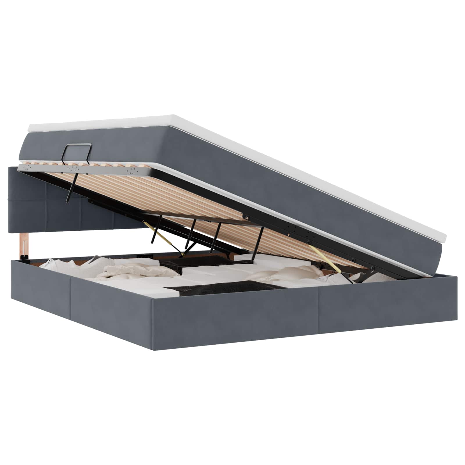 Letto con Contenitore Grigio scuro 180 x 200 cm Velluto | homemem39