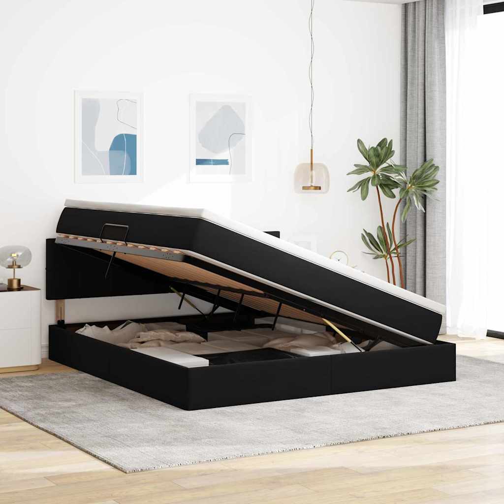 Letto con Contenitore con materasso Nero 180 x 200 cm Velluto | homemem39