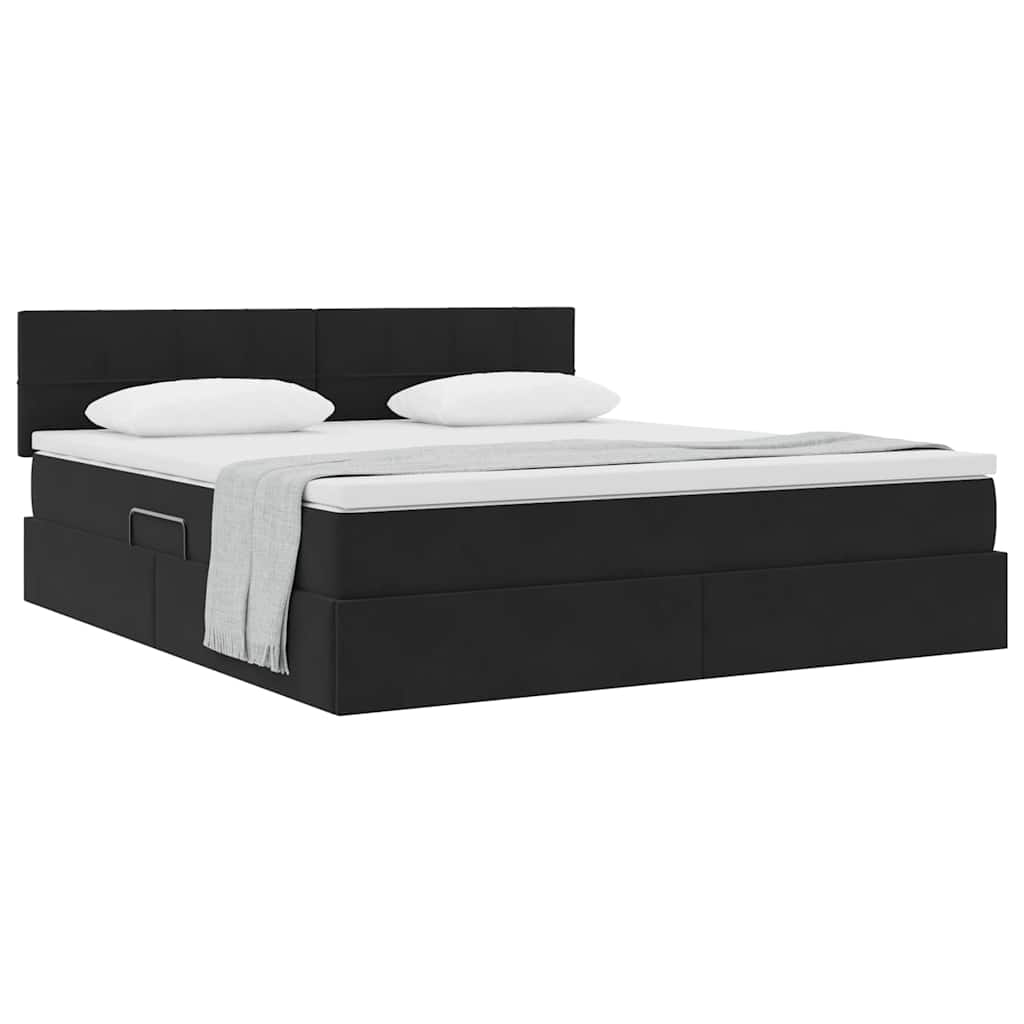 Letto con Contenitore con materasso Nero 180 x 200 cm Velluto | homemem39