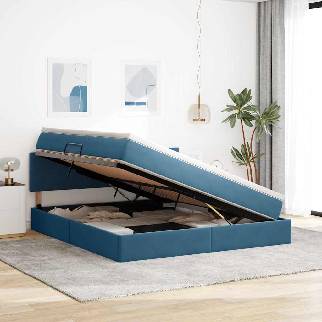 Letto con Contenitore Blu Scuro 180 x 200 cm Velluto | homemem39