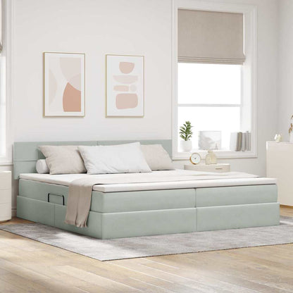 Letto con Contenitore Grigio chiaro 200 x 200 cm Velluto | homemem39