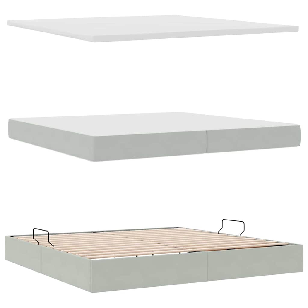 Letto con Contenitore Grigio chiaro 200 x 200 cm Velluto | homemem39