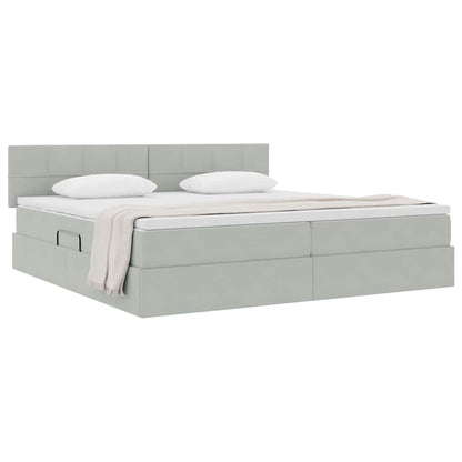 Letto con Contenitore Grigio chiaro 200 x 200 cm Velluto | homemem39