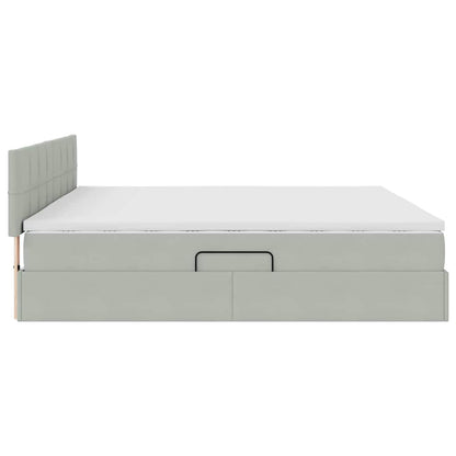 Letto con Contenitore Grigio chiaro 200 x 200 cm Velluto | homemem39