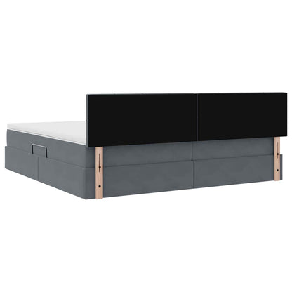 Letto con Contenitore Grigio scuro 200 x 200 cm Velluto | homemem39