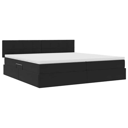 Letto con Contenitore con materasso Nero 200 x 200 cm Velluto | homemem39