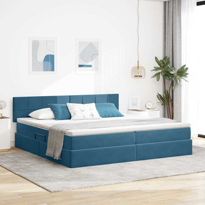 Letto con Contenitore Blu Scuro 200 x 200 cm Velluto | homemem39