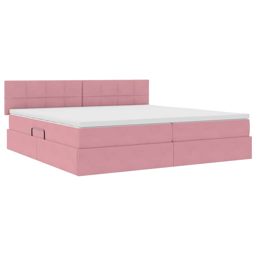 Letto con Contenitore con materasso Rosa 200 x 200 cm Velluto | homemem39
