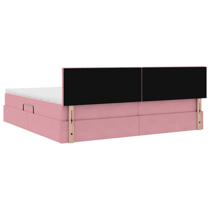 Letto con Contenitore con materasso Rosa 200 x 200 cm Velluto | homemem39