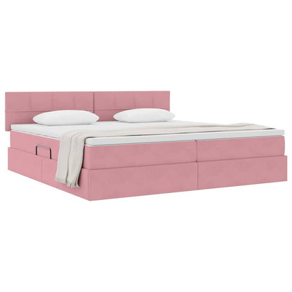 Letto con Contenitore con materasso Rosa 200 x 200 cm Velluto | homemem39