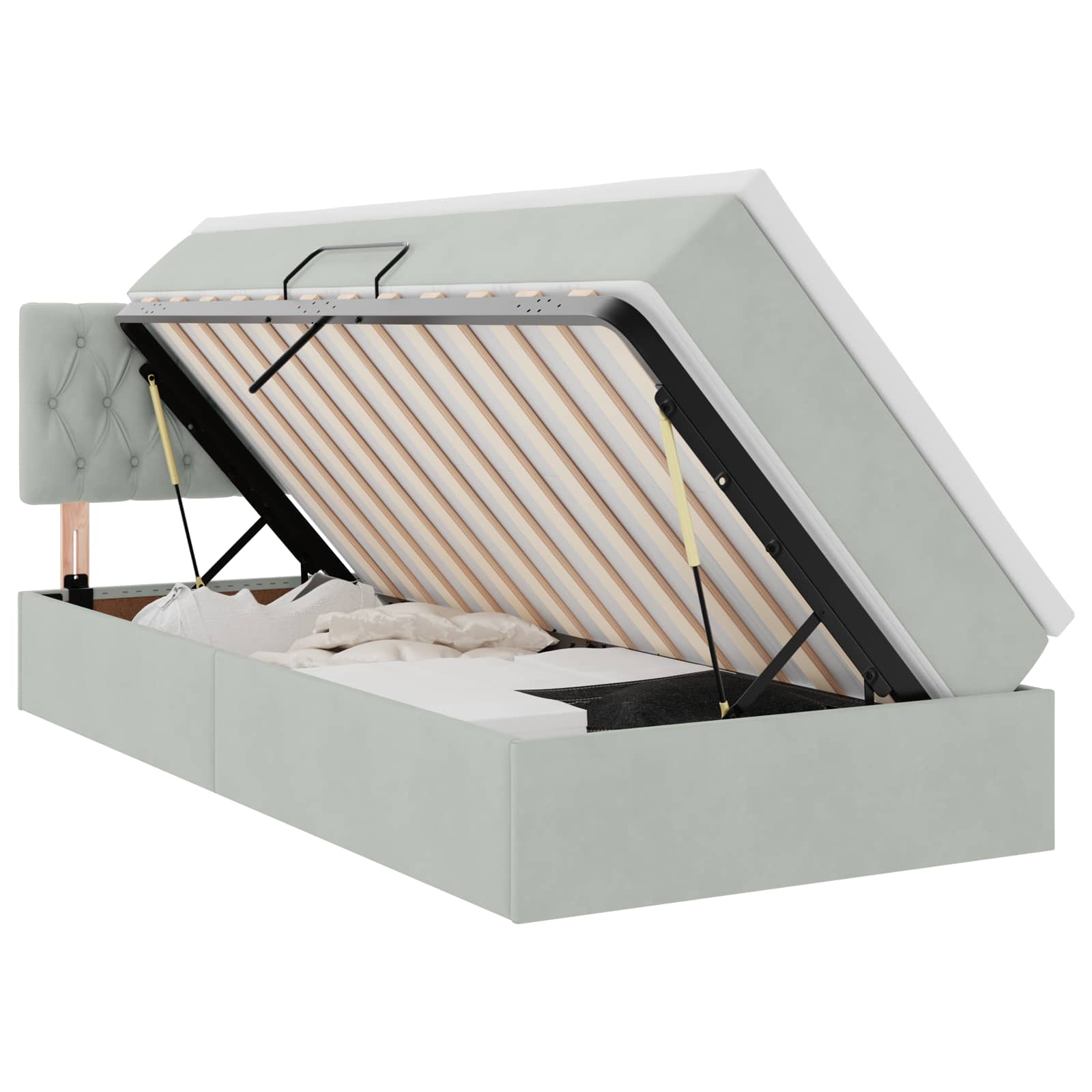 Letto con Contenitore Grigio chiaro 90 x 190 cm Velluto | homemem39