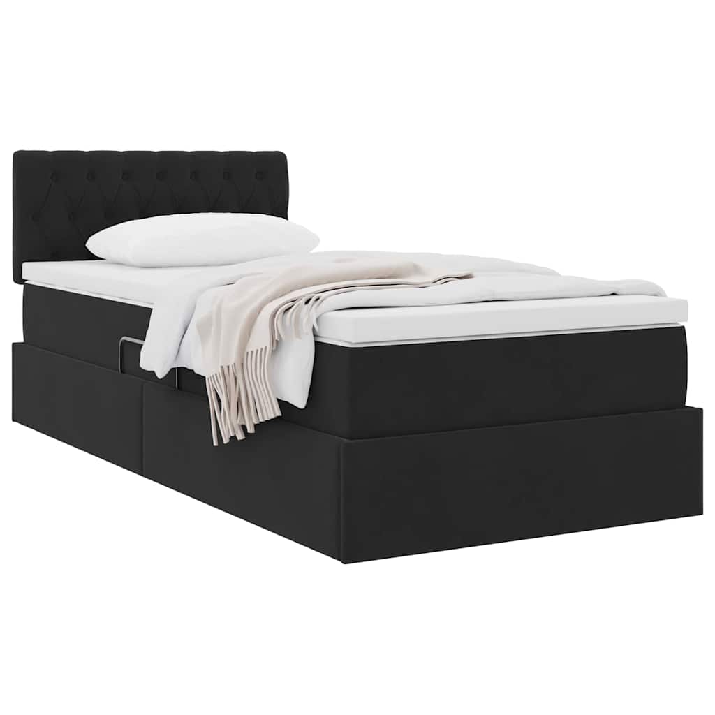 Letto con Contenitore con materasso Nero 90 x 190 cm Velluto | homemem39