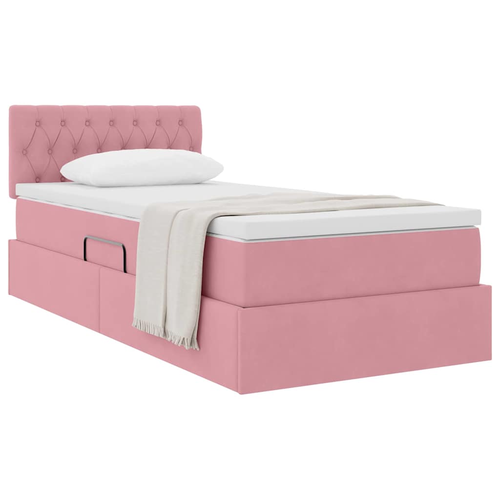 Letto con Contenitore con materasso Rosa 90 x 190 cm Velluto | homemem39