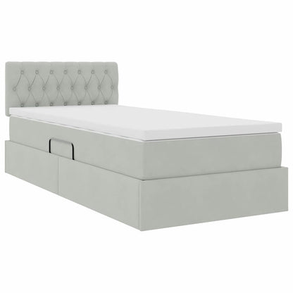Letto con Contenitore Grigio chiaro 90 x 200 cm Velluto